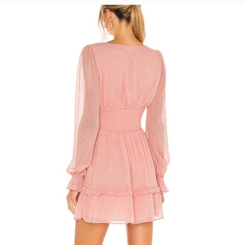 Lovers + Friends Arline Revolve Pink Silver Metallic Stripe Dress size small